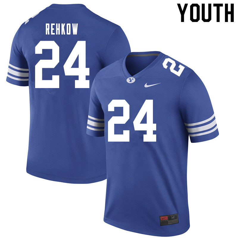 Youth #24 Ryan Rehkow BYU Cougars College Football Jerseys Sale-Royal